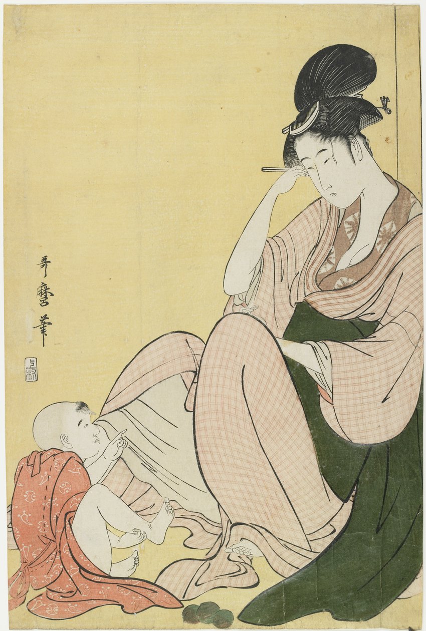 Kvinde og et barn peger, 1794-1795 af Kitagawa Utamaro