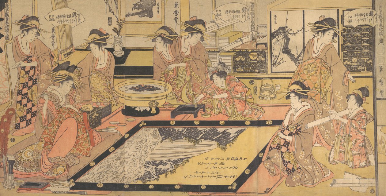 Et votivbillede, der skal doneres til Kannon fra Asakusa..., ca. 1800. af Kitagawa Kikumaro