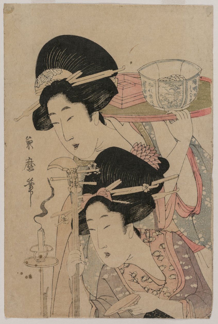 Two Geishas beside a Candle, mid 1800s. dani af Kitagawa Kikumaro