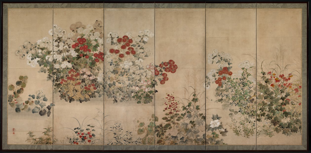 Blomster fra de fire årstider, midten af 1600-tallet. af Kitagawa Sosetsu
