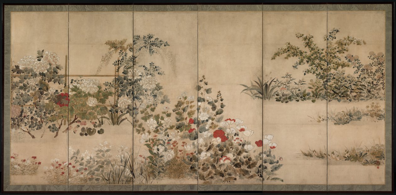 Blomster fra de fire årstider, midten af 1600-tallet. af Kitagawa Sosetsu