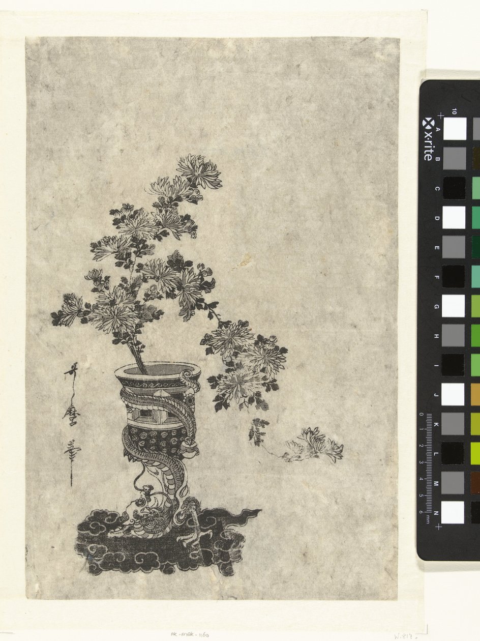 Krysantemum i vase af Kitagawa Utamaro (attributed to)