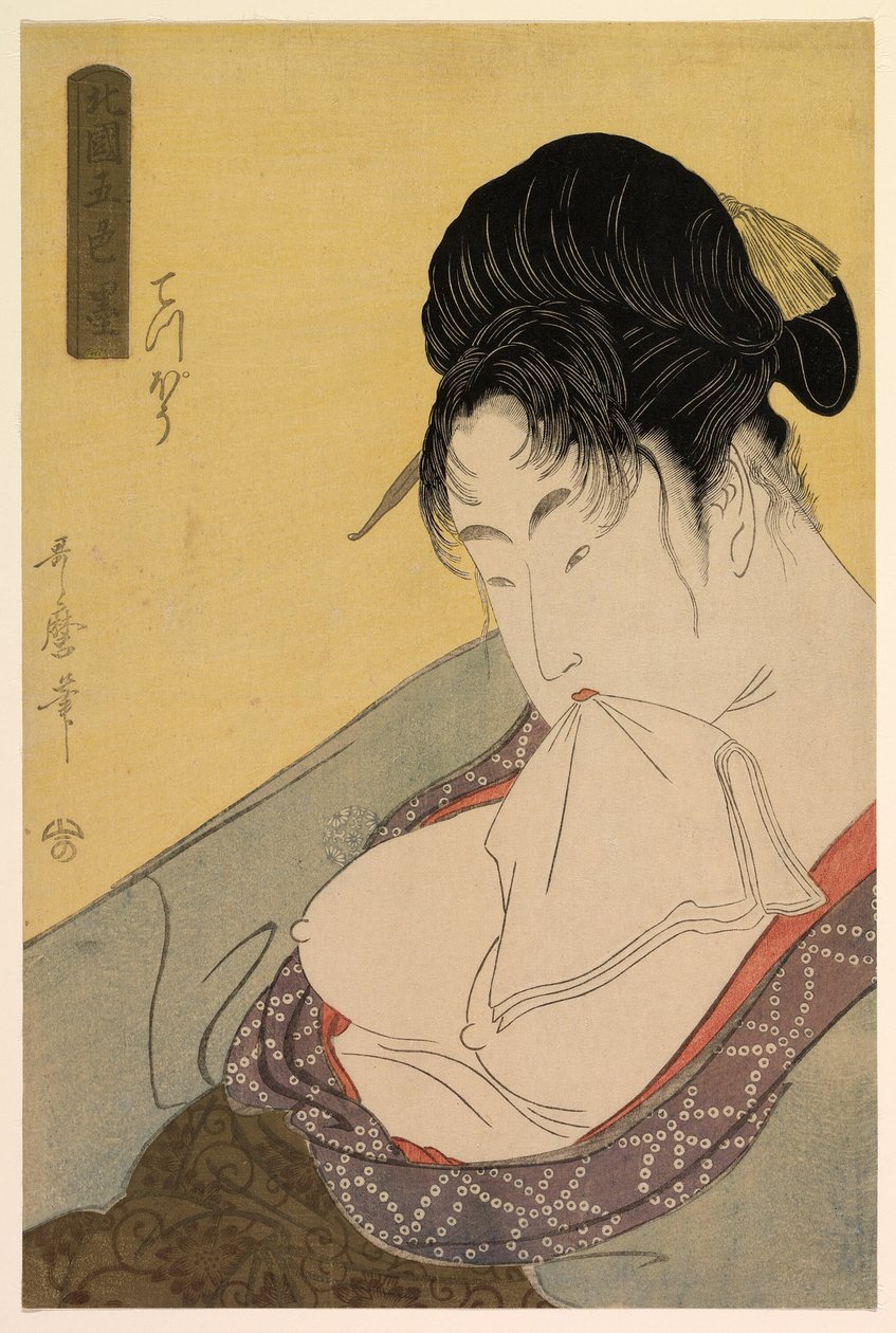 En lavklasse prostitueret (Gun [teppo]), fra serien "Five Shades of Ink in the Northern Quarter" ("Hokkoku goshiki-zumi") af Kitagawa Utamaro