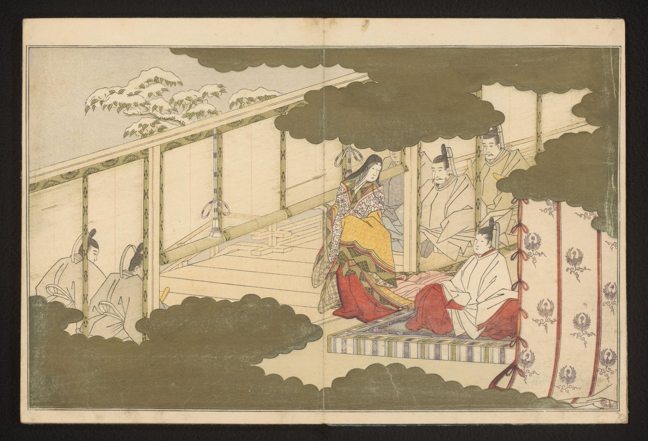 En retsscene sat i sneen af Kitagawa Utamaro