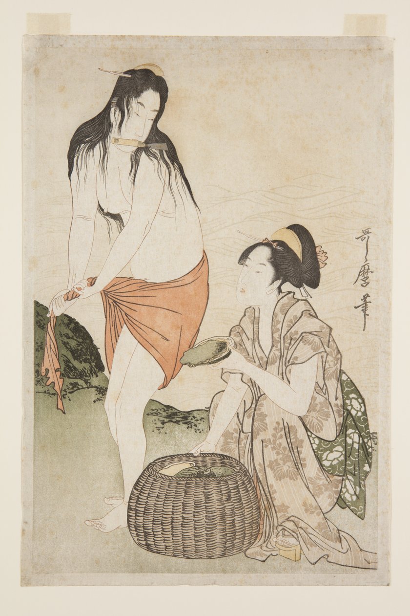 Abalone Divers (træbloktryk i farver) af Kitagawa Utamaro