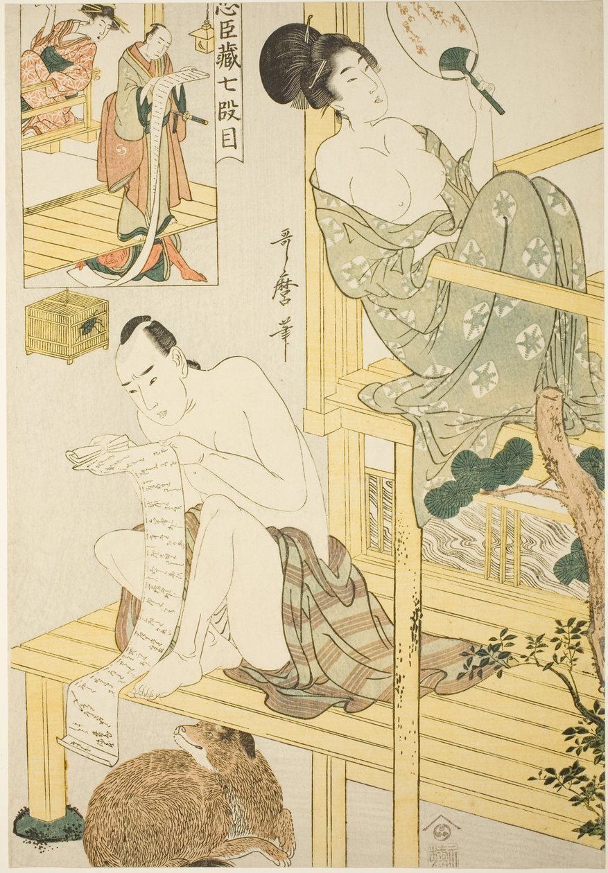 Akt 7, fra serien "Treasury of the Loyal Retainers (Chushingura) (Shichi-damme)" af Kitagawa Utamaro