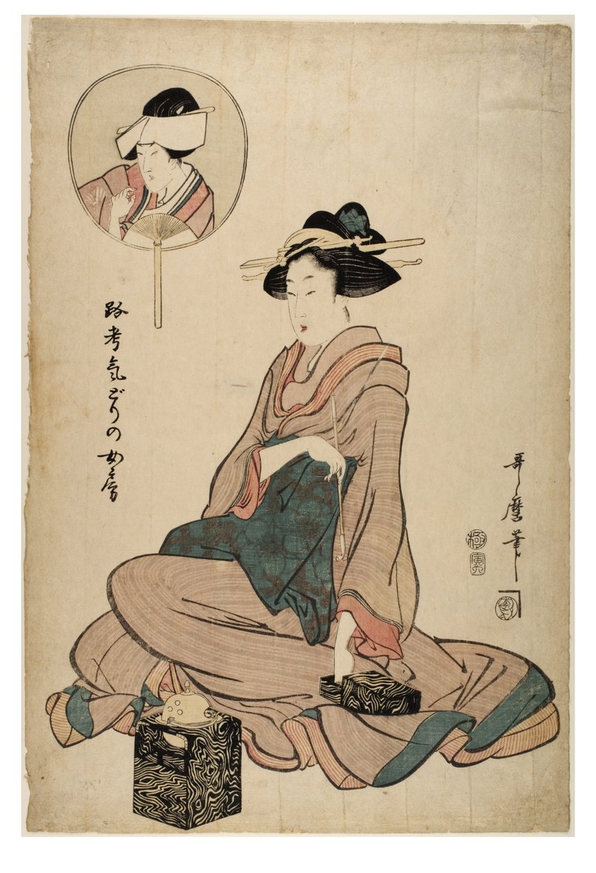 Skuespiller Segawa Roko som en hustru af Kitagawa Utamaro
