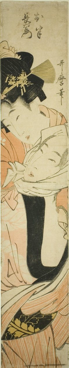 Choemon bærer Ohan på ryggen af Kitagawa Utamaro