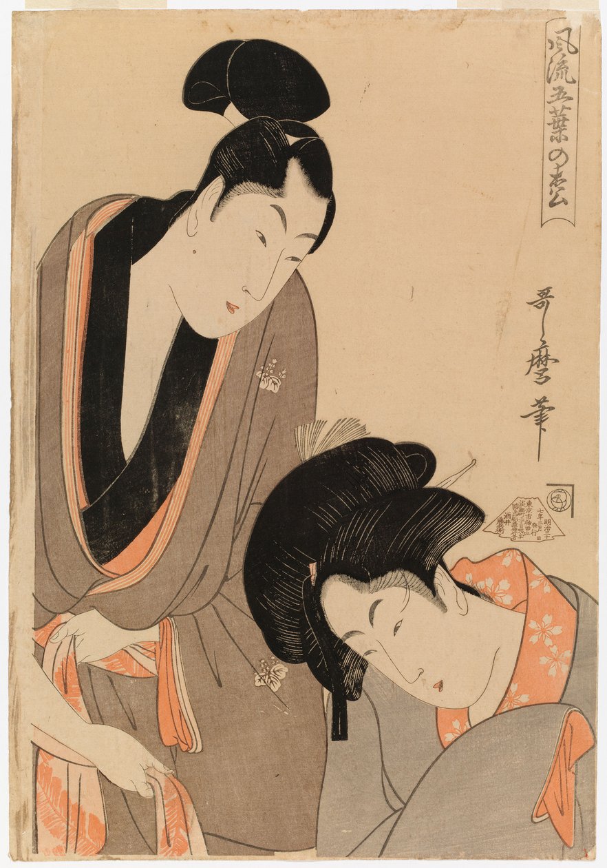 Forelsket par, fra serien Elegant femnålet fyr af Kitagawa Utamaro