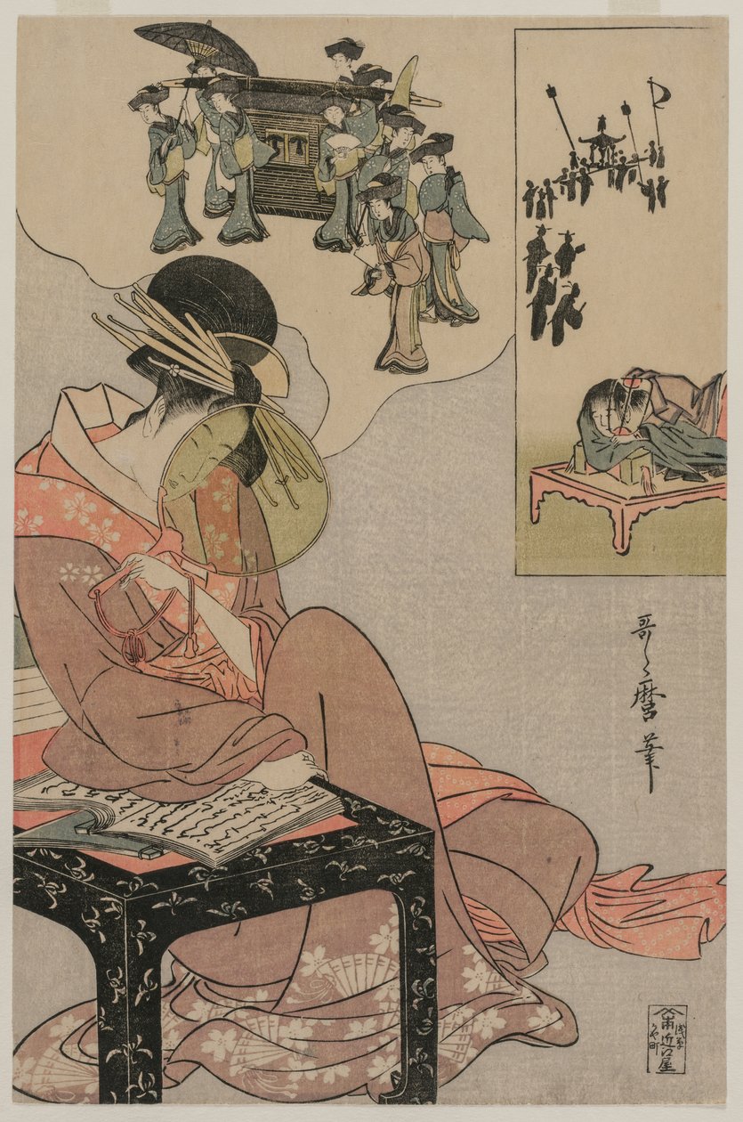 En kurtisane, der drømmer om et bryllupsoptog af Kitagawa Utamaro
