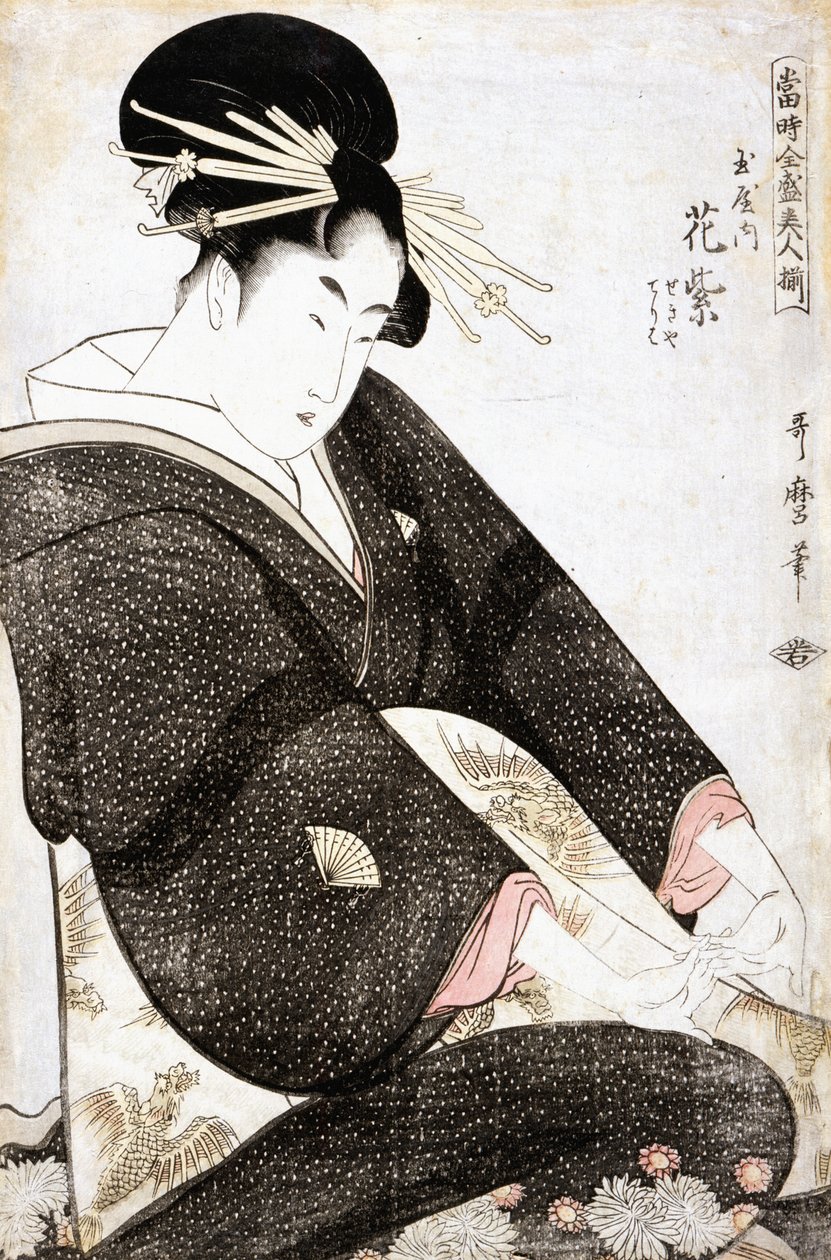 Kurtisanen Hanamurasaki fra Tamaya af Kitagawa Utamaro