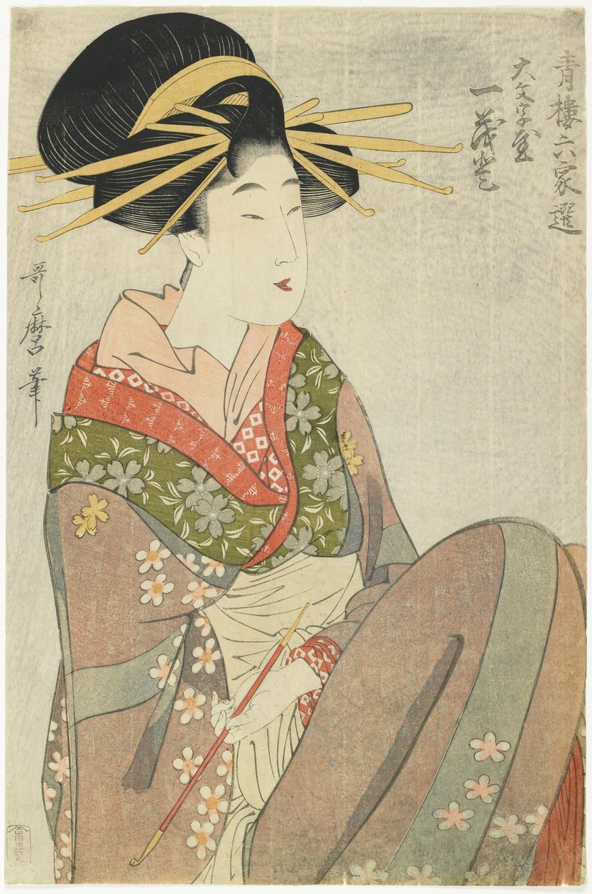 Courtesan Hitomoto of the Daimonjiya House, 1801-1802 af Kitagawa Utamaro