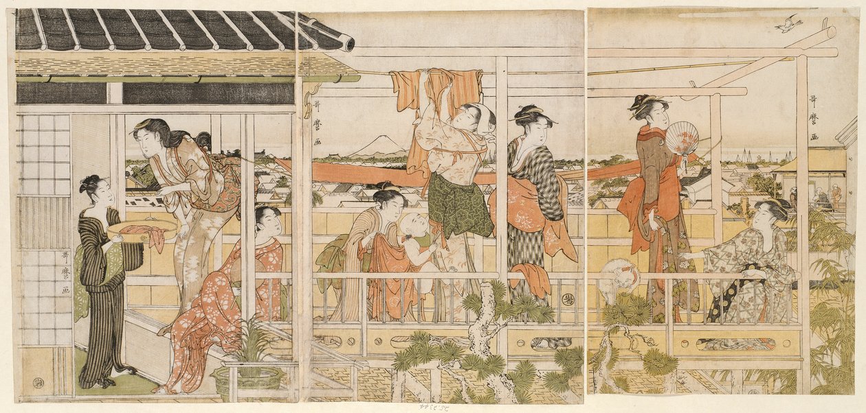 Tørring af tøj (Monohoshi) af Kitagawa Utamaro