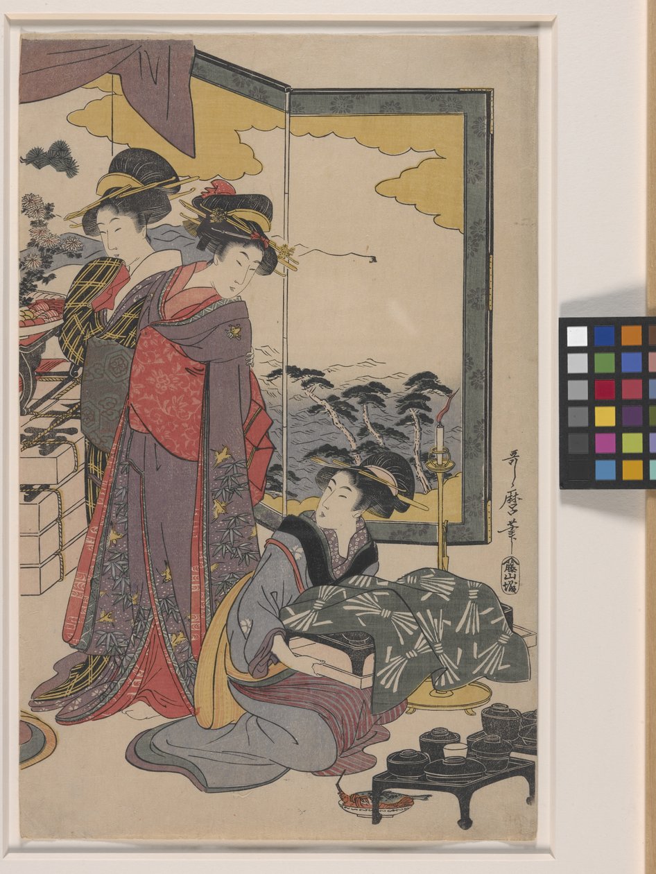 Ebisu Festival (træblok i farver) af Kitagawa Utamaro