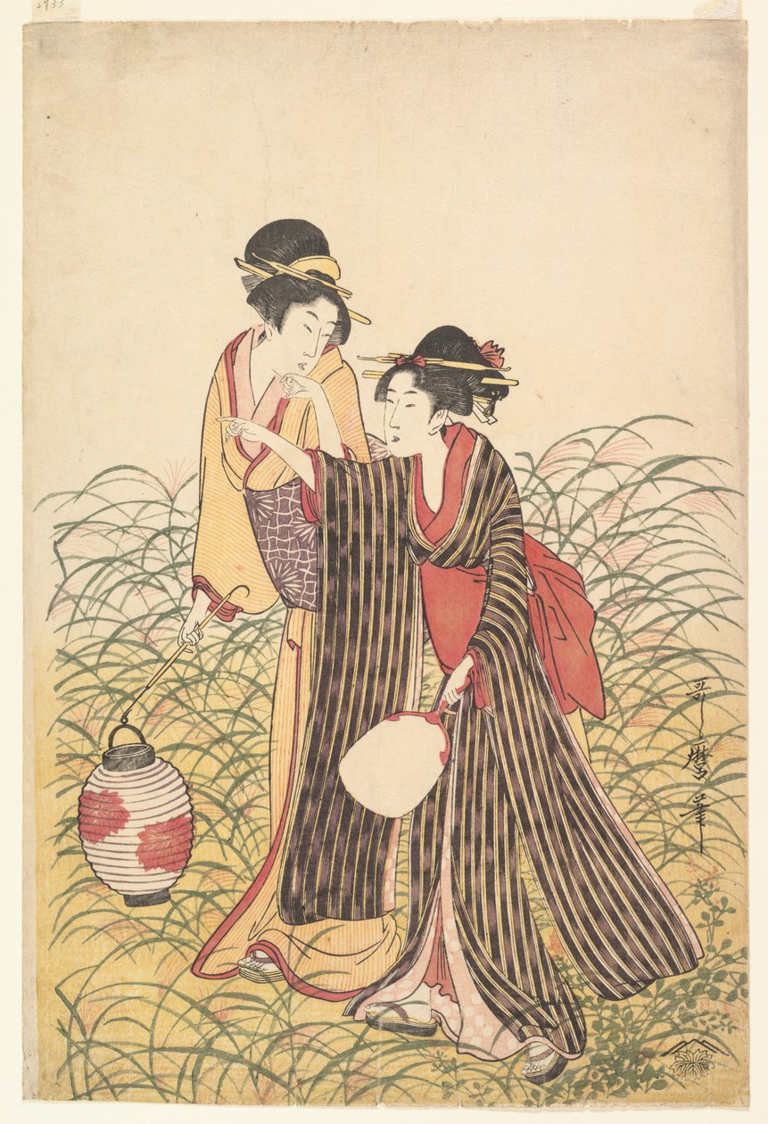 Bortløbne elskende i Musashino af Kitagawa Utamaro