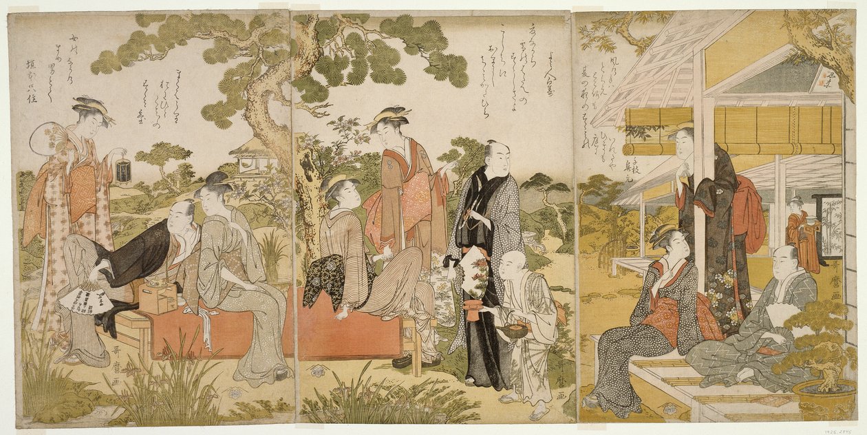 Nyder det kølige i en have af Kitagawa Utamaro