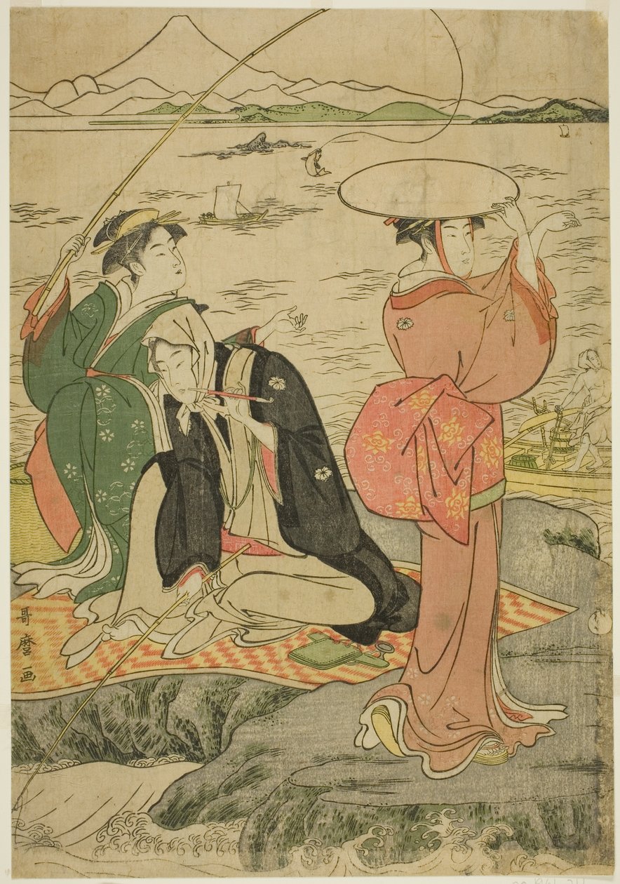 Fiskeri ved Iwaya, Enoshima af Kitagawa Utamaro