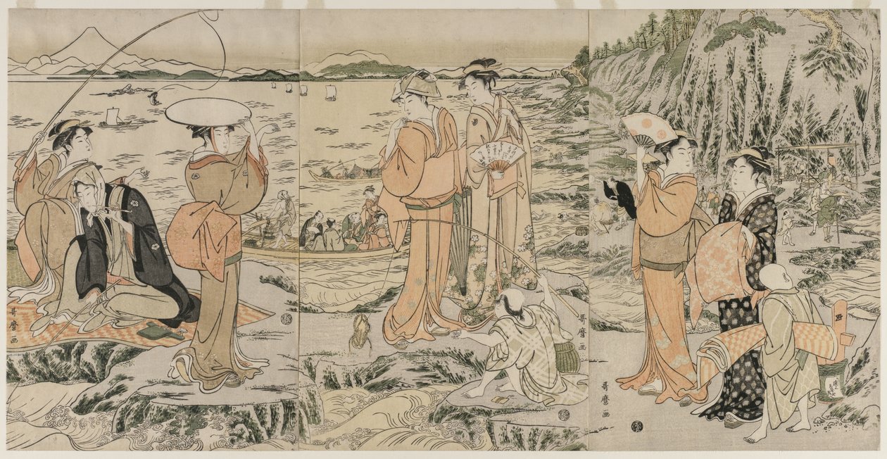 Fiskeri på skærebrættet ved Enoshima af Kitagawa Utamaro