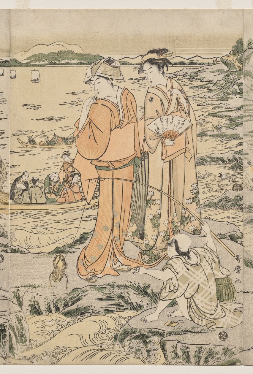 Fiskeri på skærebrættet ved Enoshima af Kitagawa Utamaro