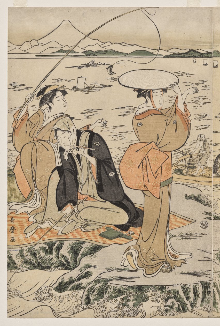 Fiskeri på skærebrættet ved Enoshima af Kitagawa Utamaro