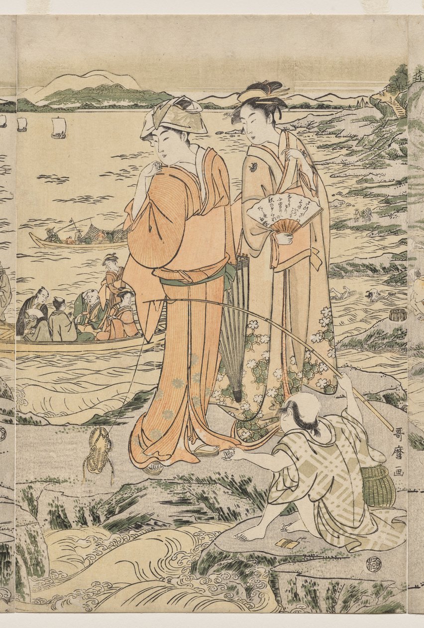 Fiskeri på skærebrættet ved Enoshima af Kitagawa Utamaro