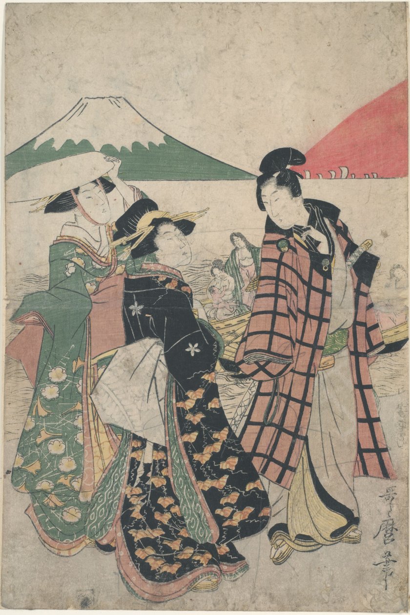 Futamigaura-stranden ved nytårssolopgangen af Kitagawa Utamaro