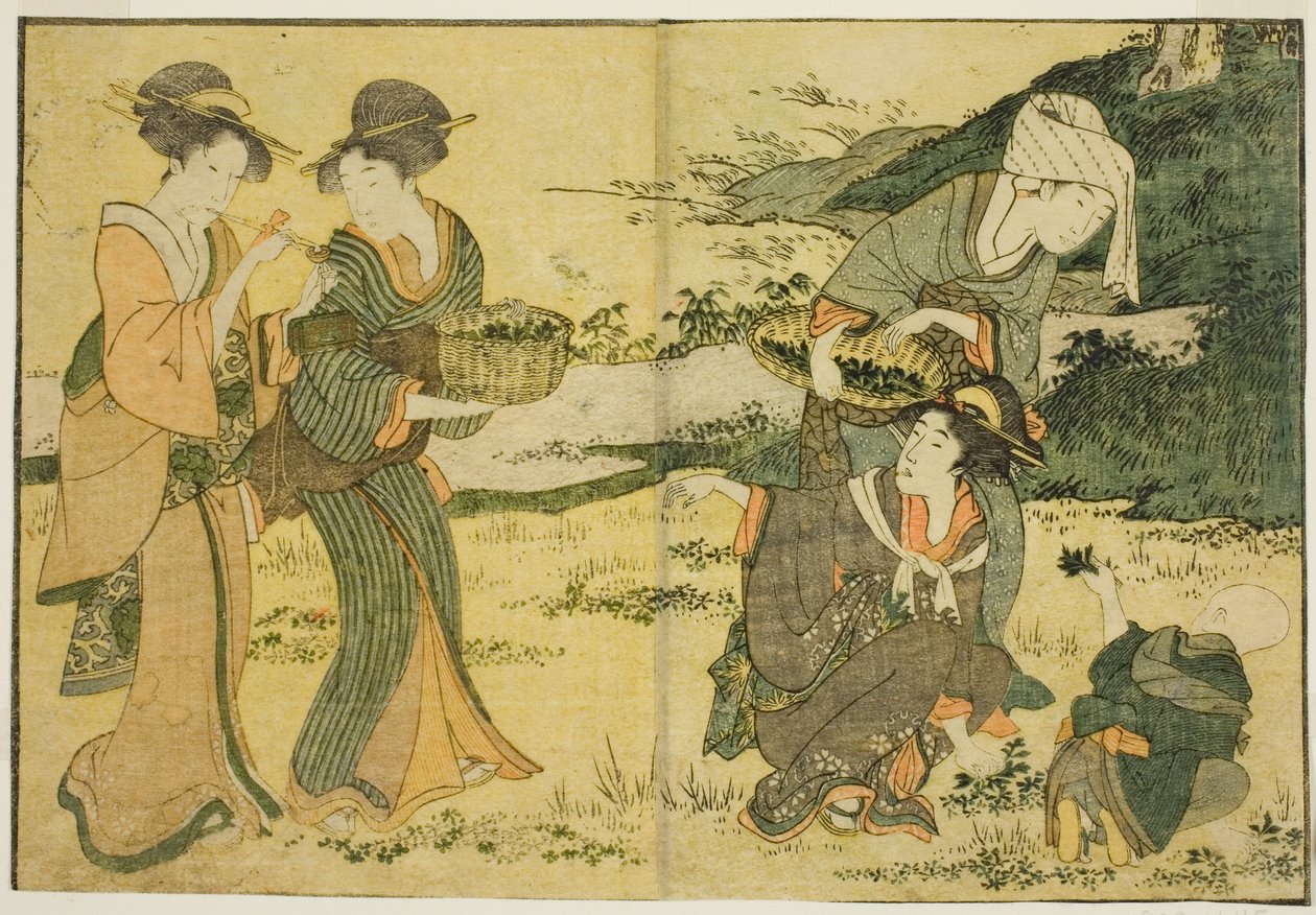 Samling af forårsurter, fra den illustrerede bog "Billedbog: Flowers of the Four Seasons (Ehon shiki no hana)," vol. 1 af Kitagawa Utamaro