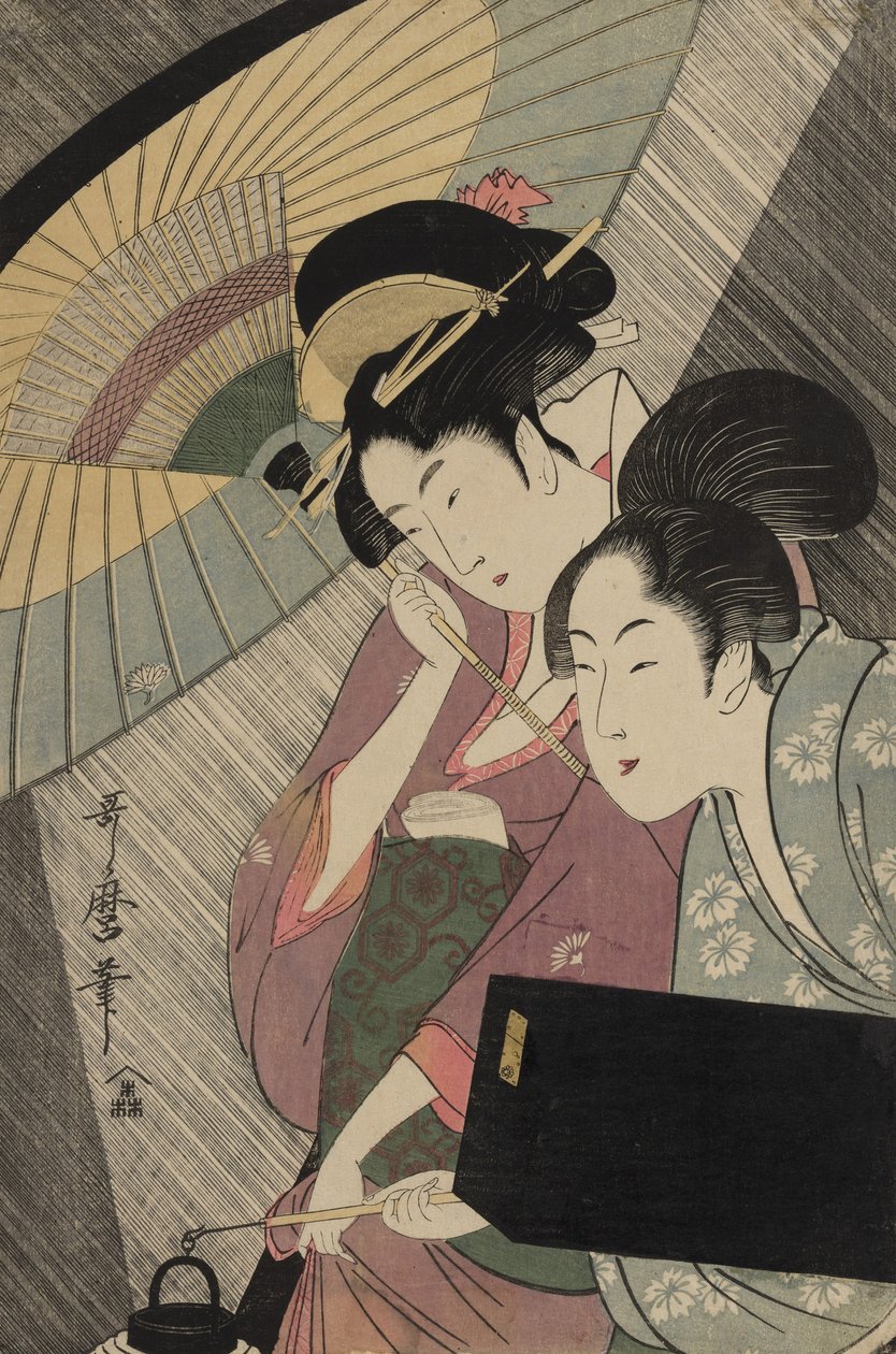 Geisha and Attendant on a Rainy Night, c.1797 af Kitagawa Utamaro