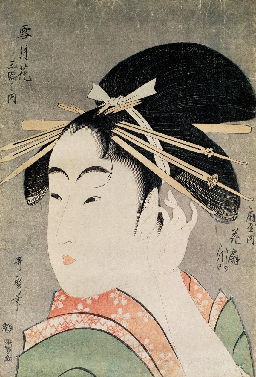 Head of a Woman (træblok i farver) af Kitagawa Utamaro