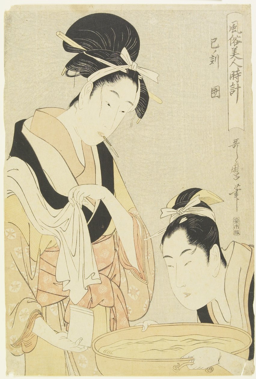 Slangens time, den beværtede kvinde, 1798-1799 af Kitagawa Utamaro