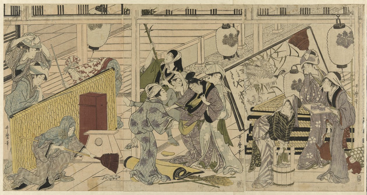 Husrengøring som forberedelse til nytår af Kitagawa Utamaro