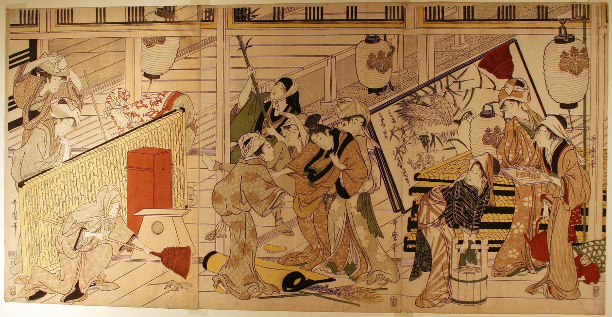 Husrengøring som forberedelse til nytår af Kitagawa Utamaro