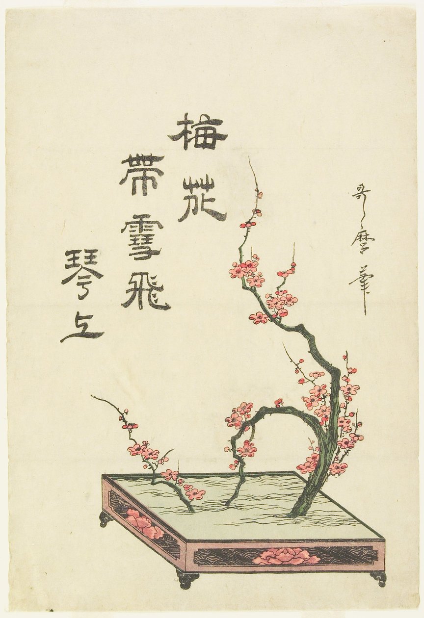 Ikebana-arrangement med en blommetrægren af Kitagawa Utamaro