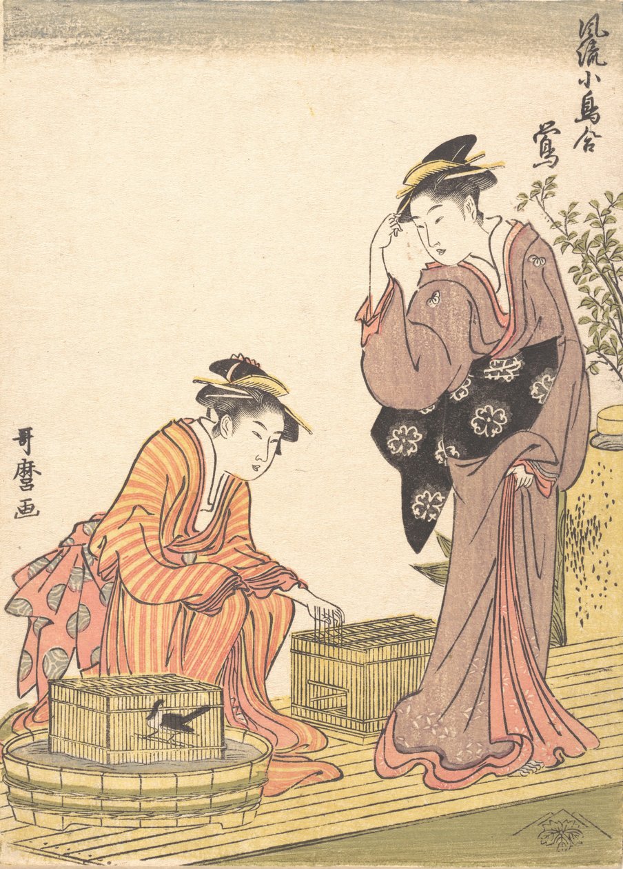 Japansk Bush Warbler, 1754-1806. af Kitagawa Utamaro