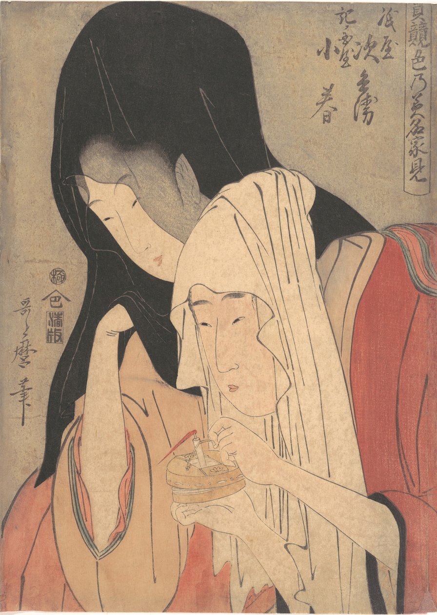 Jihei fra Kamiya flygter med Koharu fra Kinokuniya af Kitagawa Utamaro