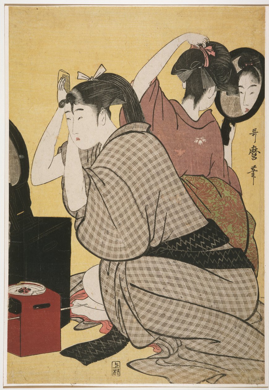 Kami-yui, klæder håret af Kitagawa Utamaro