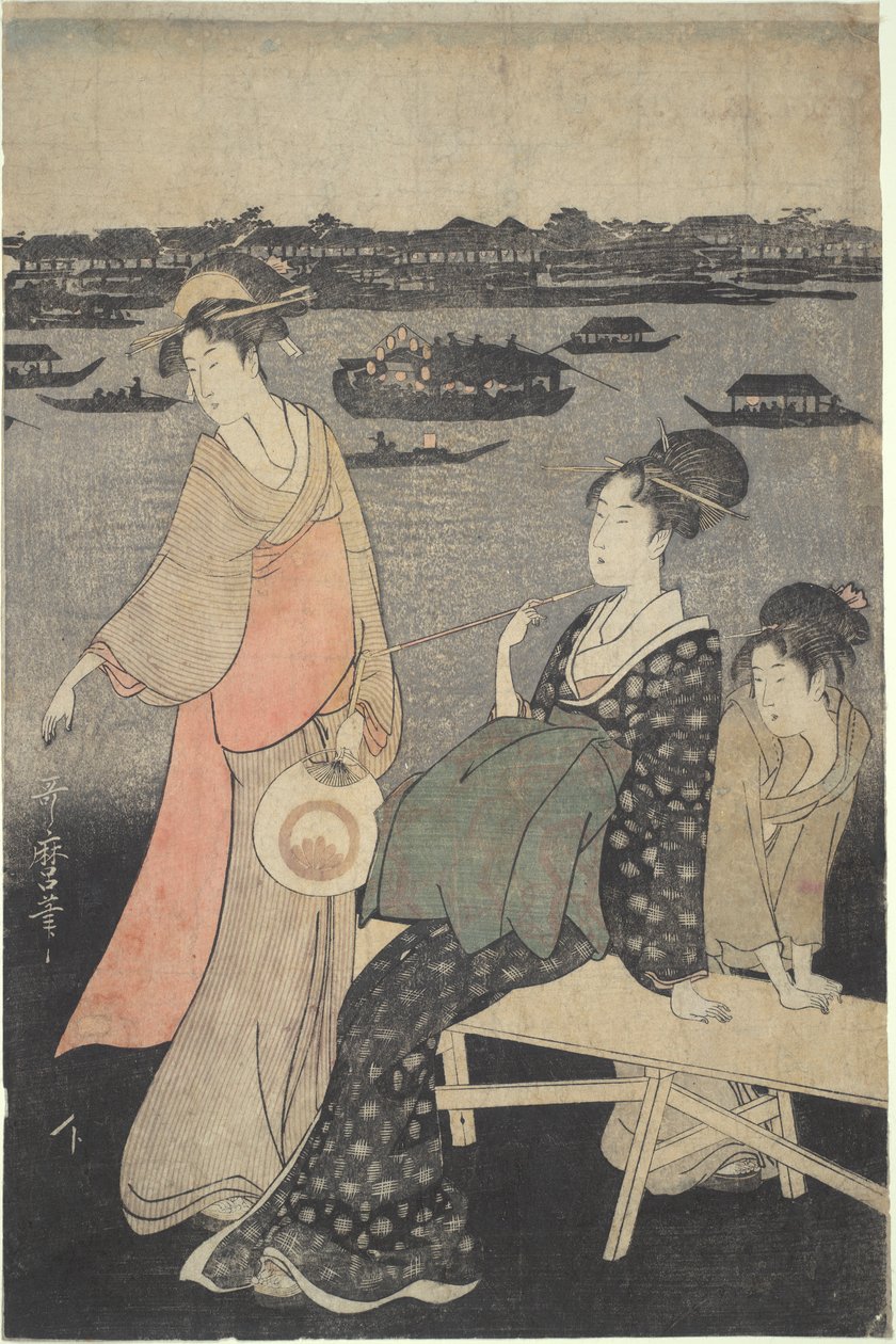 Kawabiraki Night Festival: Udsigt over Sumida-floden af Kitagawa Utamaro