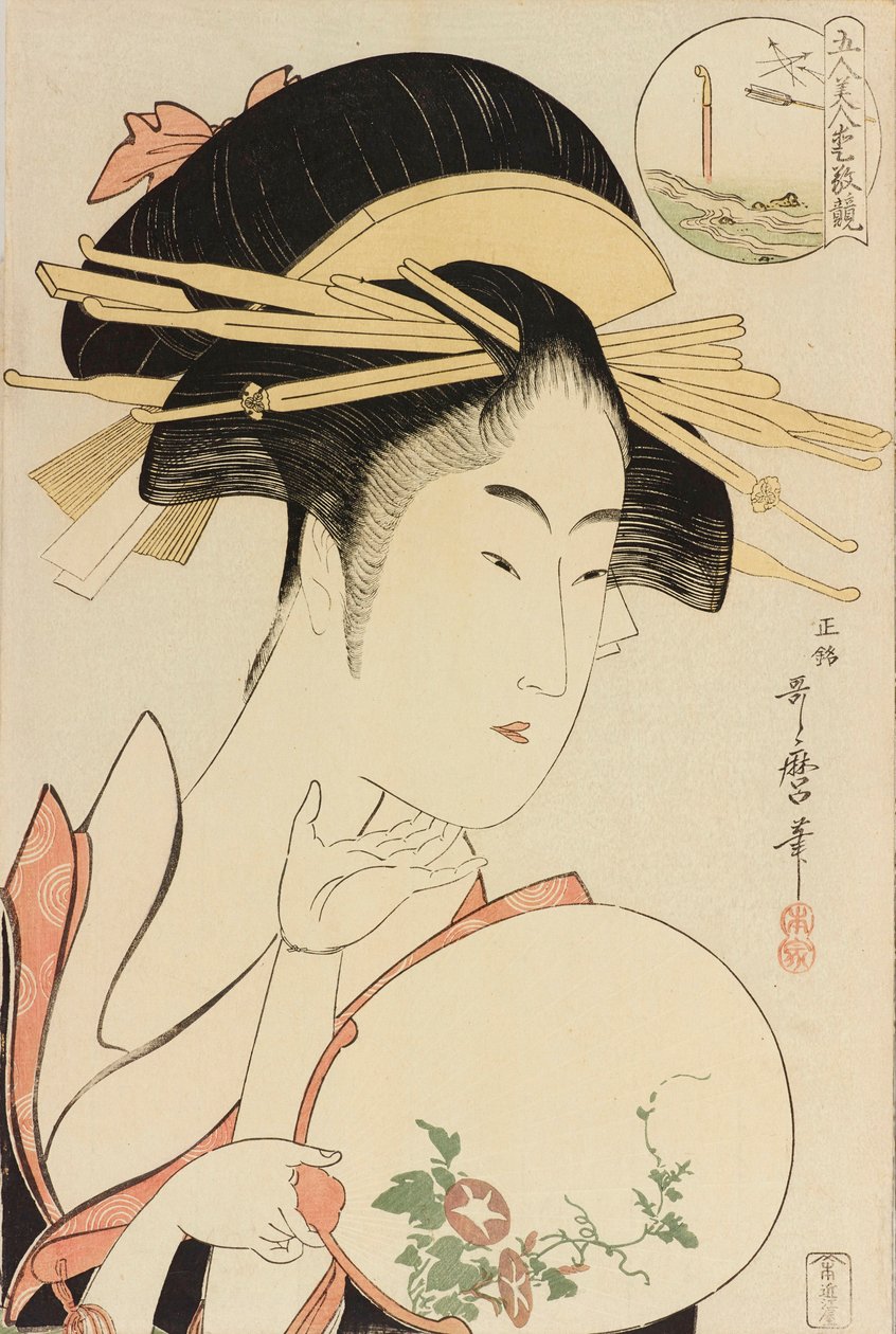Kisegawa of the Matsubaya, fra serien Comparing the Charms of Five Beauties, ca. 1795. af Kitagawa Utamaro