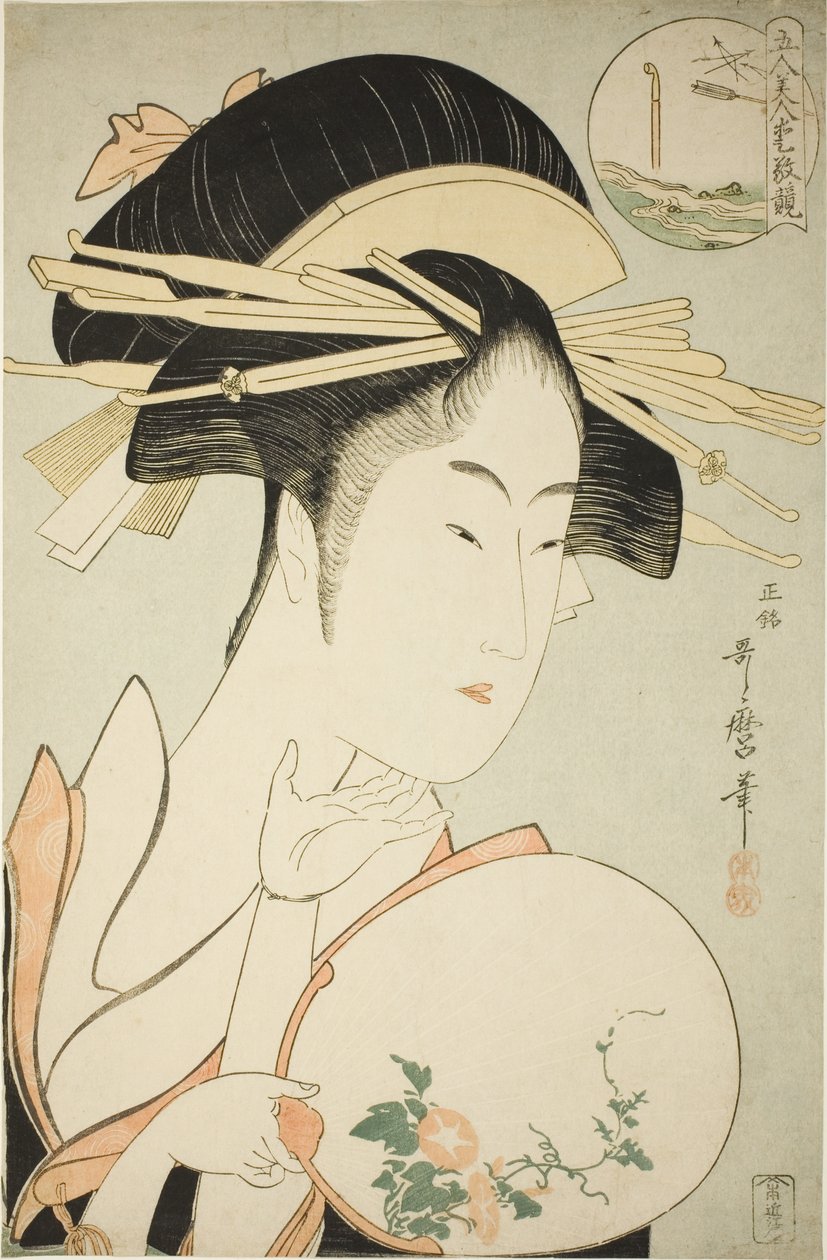 Kisegawa of the Matsubaya, fra serien "Comparing the Charms of Five Beauties (Gonin bijin aikyo kurabe)" af Kitagawa Utamaro