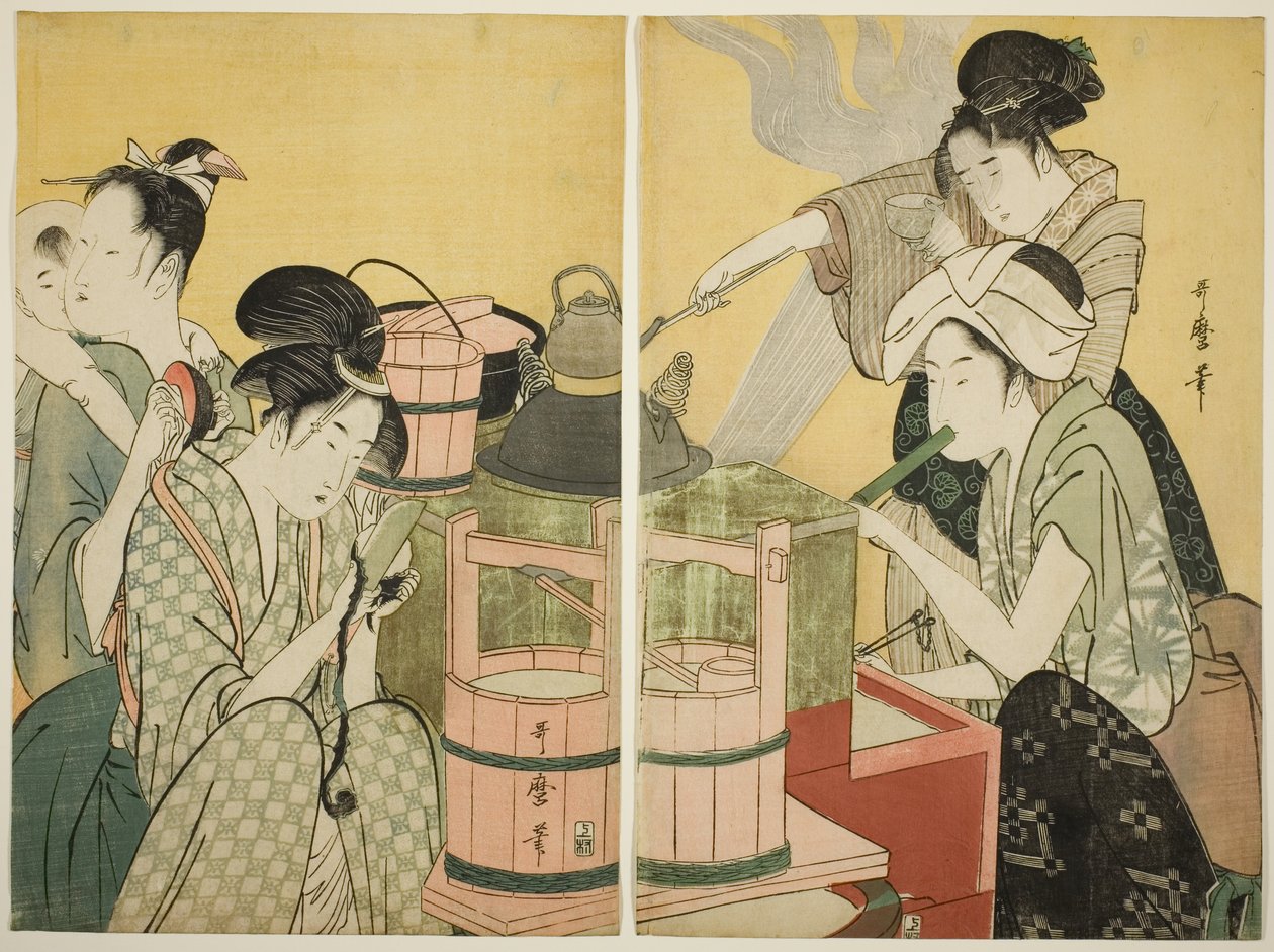 Køkken Scene af Kitagawa Utamaro