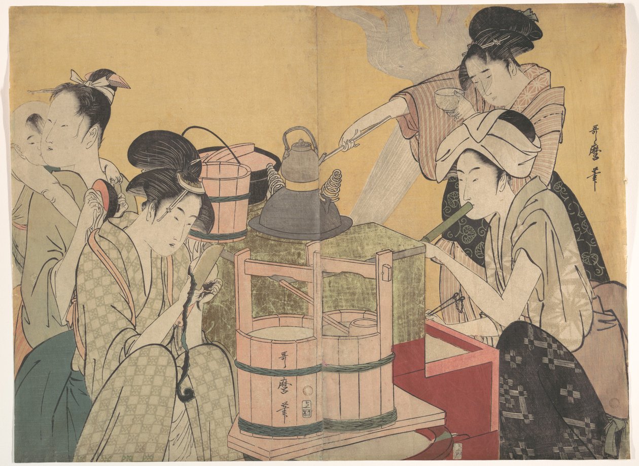 Køkkenscene af Kitagawa Utamaro