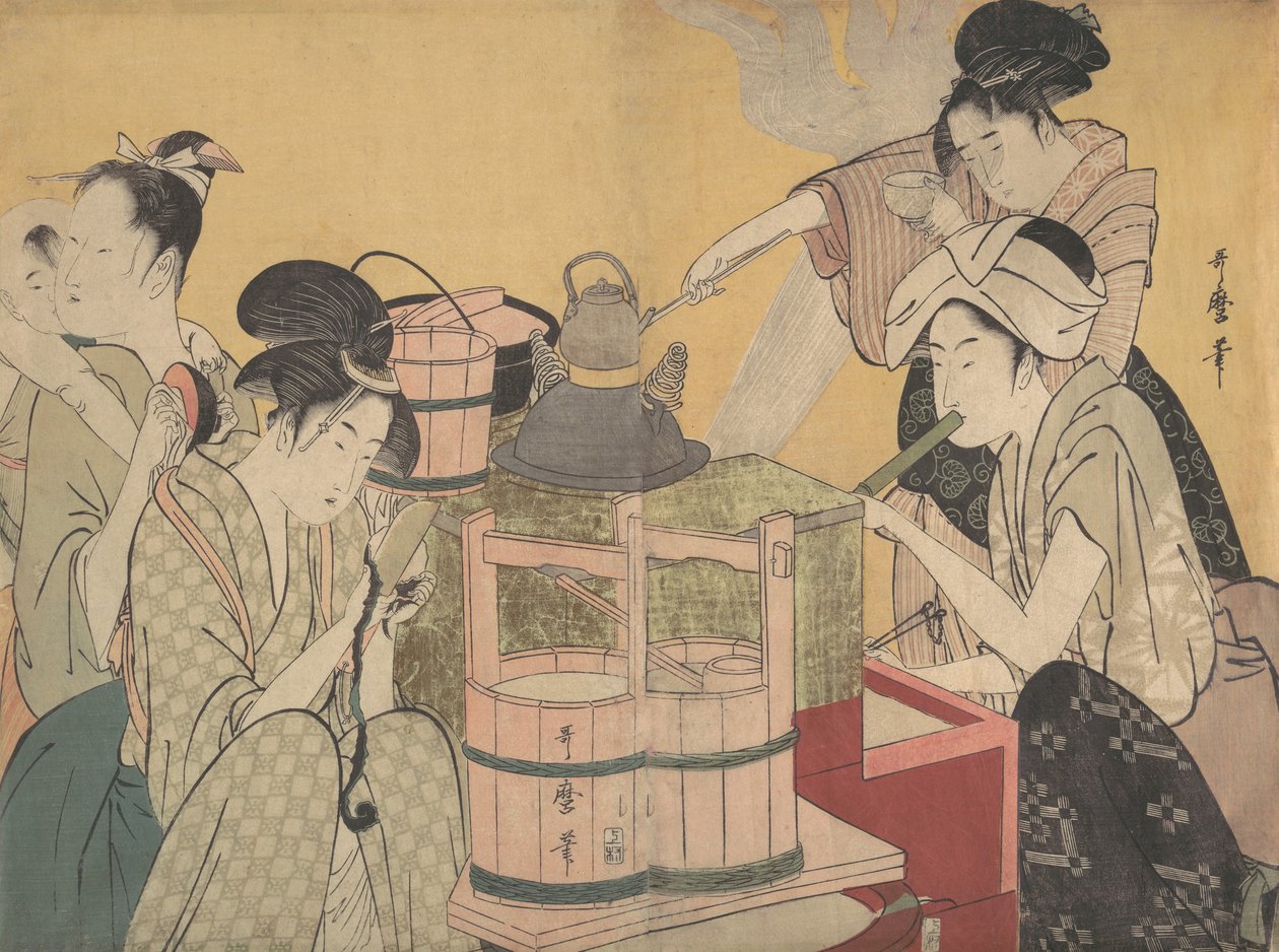 Køkkenscene, ca. 1794-95. af Kitagawa Utamaro