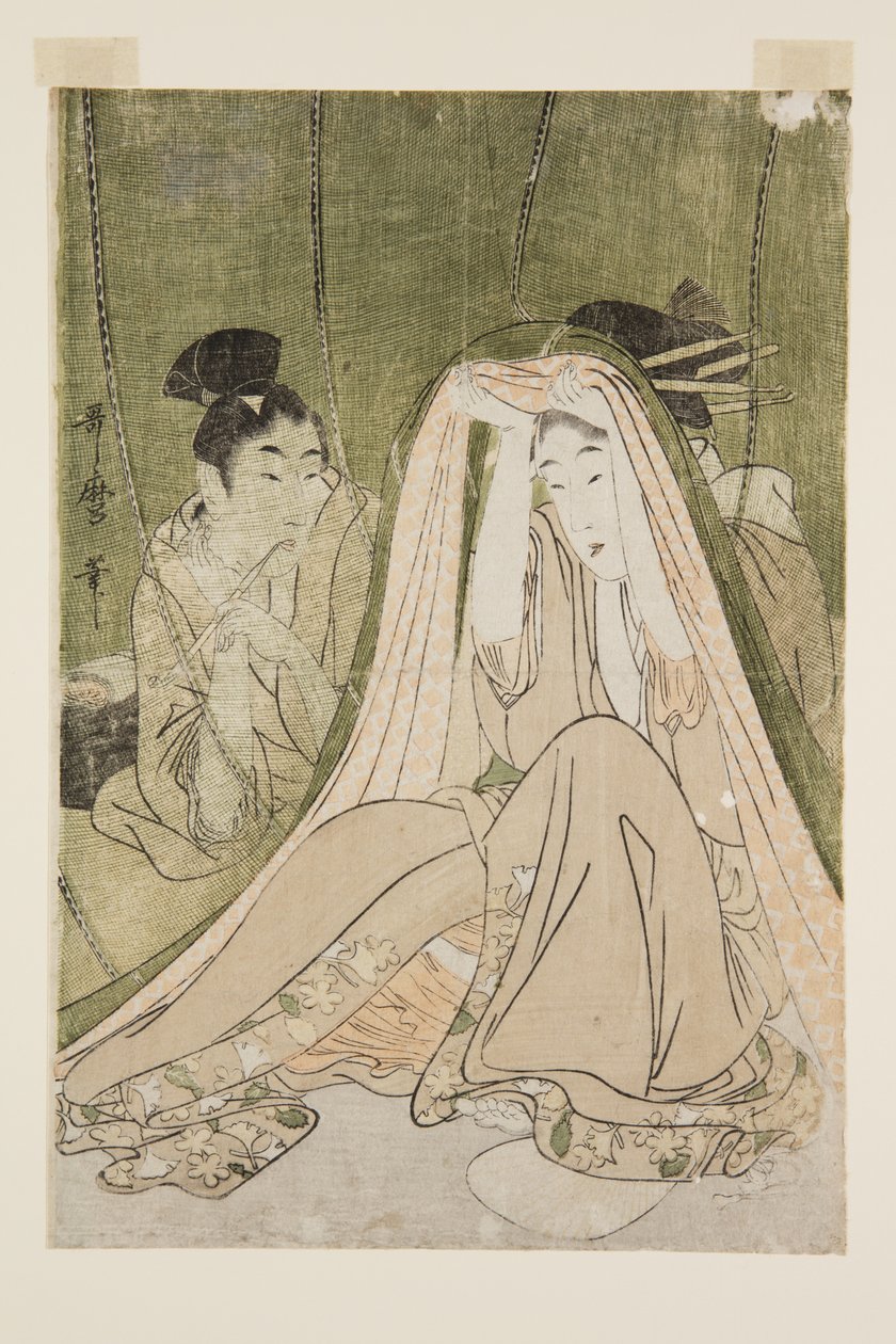 Myggenet (træblok i farver) af Kitagawa Utamaro