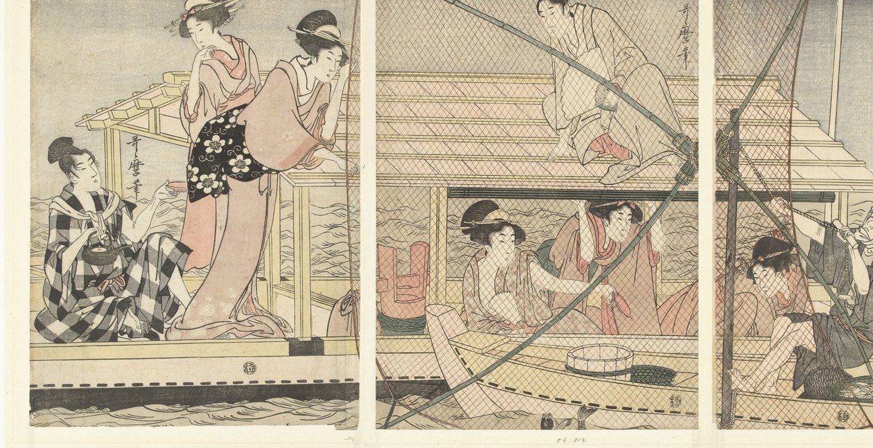Natligt fiskeri af Kitagawa Utamaro