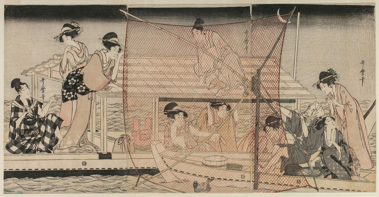 Netfiskeri om natten på Sumida-floden af Kitagawa Utamaro