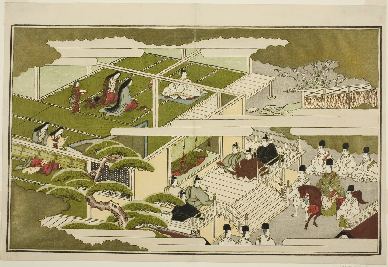 Nytår ved hoffet, fra den illustrerede men antologi "The Young God Nests (Home Nests)" af Kitagawa Utamaro