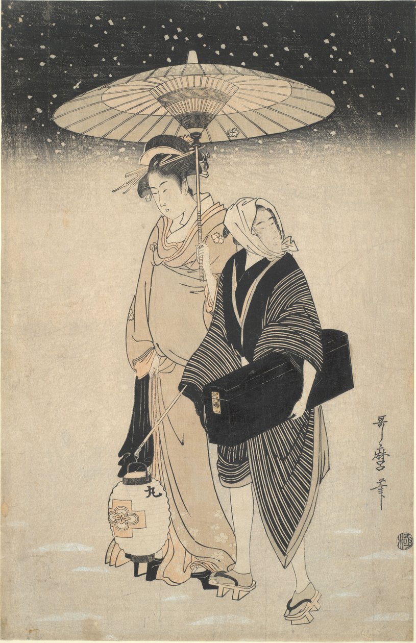 Natfart i sneen af Kitagawa Utamaro