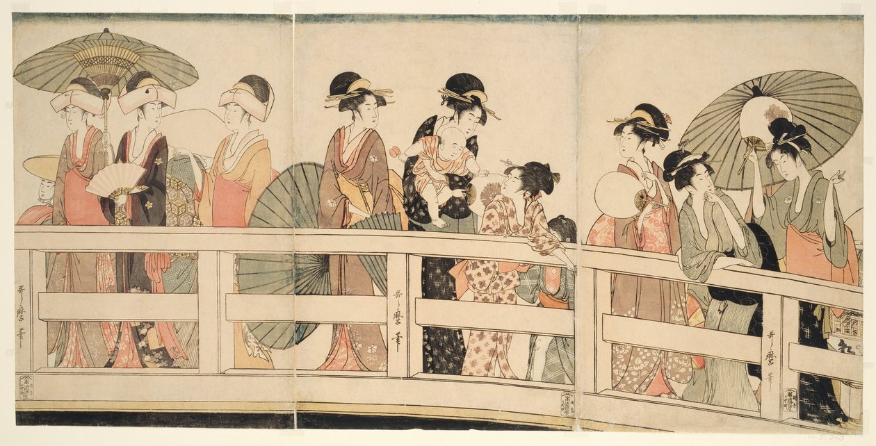 På og p Plan d under Rokoku B Ridage (på toppen af ​​Rokoku Bridge) af Kitagawa Utamaro