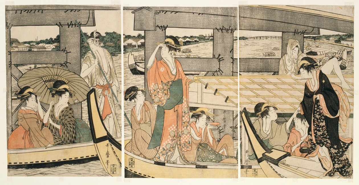 På og p Plan d under Rokoku B Ridage (på toppen af ​​Rokoku Bridge) af Kitagawa Utamaro
