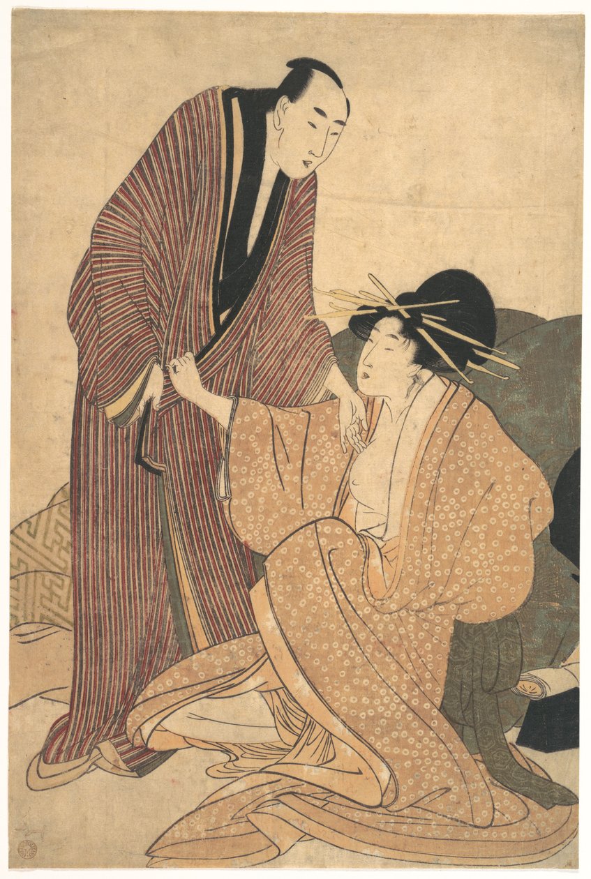 Elskendes afsked: kurtisane og hendes elsker af Kitagawa Utamaro